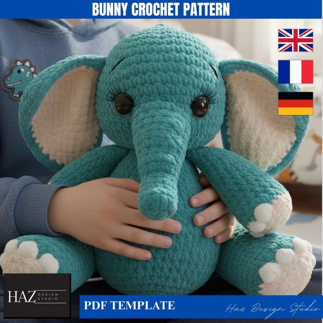 Cute Elephant Crochet Pattern PDF – Beginner-friendly Amigurumi Toy ...