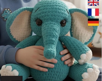 Patrón de crochet de elefante lindo (PDF) – Tutorial de amigurumi para principiantes (322)