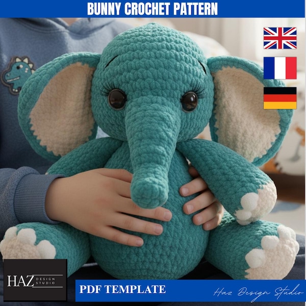 Cute Elephant Crochet Pattern PDF – Beginner-Friendly Amigurumi Toy Tutorial 322
