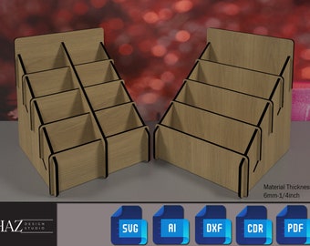 4 Shelf Display Stand / Retail Counter Cardboard Brochure and Leaflet Display / Vector Files For Wood Laser Cutting SVG DXF 180