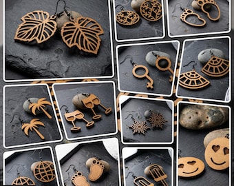 Earring SVG Bundle Wooden Laser Cut Earring Files Jewelry Making Templates