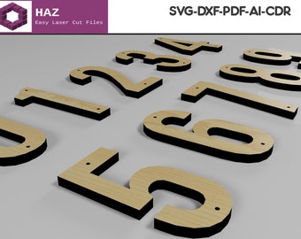 Wooden 0-9 Numbers / Address Number Sign / Wood Cut  SVG DXF CDR Ai files 029
