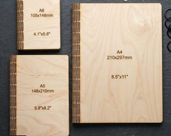 Wooden LaserCut Book Cover Templates A4 A5 A6 Living Hinge Journal Notebook Case Design