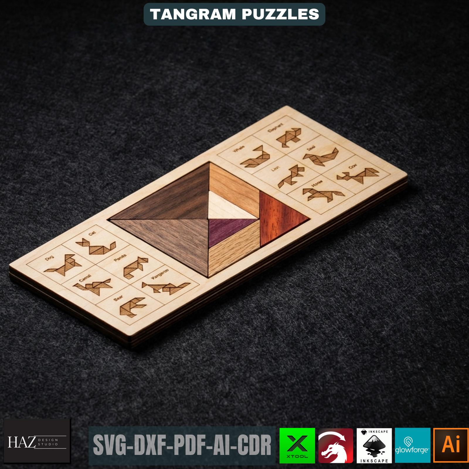 Tangram Wooden Puzzle / Animal Shapes Intelligence / Game Montessori ...