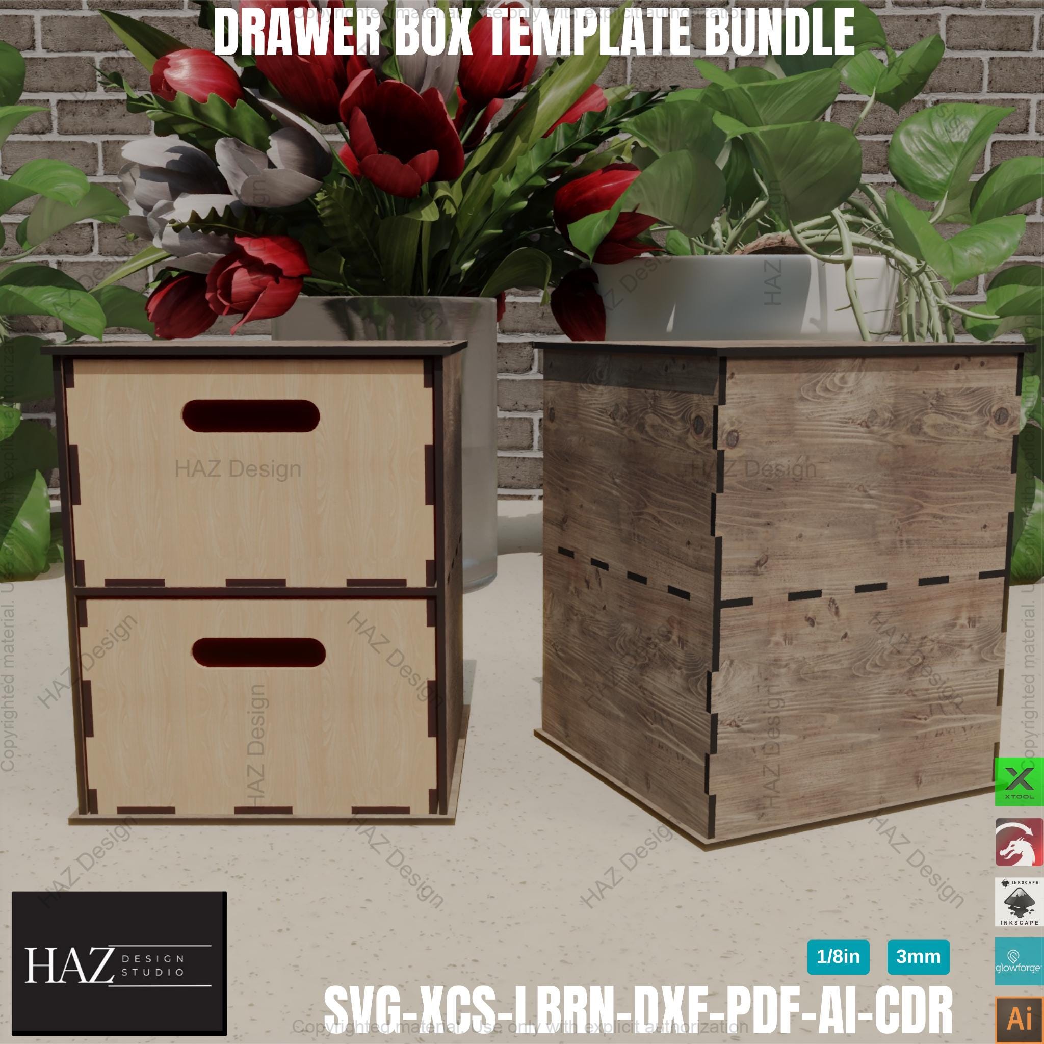 Laser Cut Drawer Organizer Templates - Stackable Storage Box Svg ...