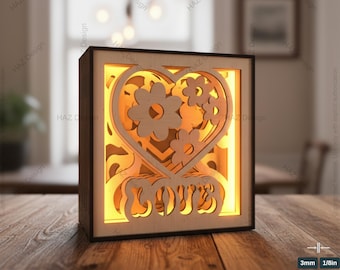 3D Layered Wood Lamp SVG, Shadow Box Night Light DXF, Laser Cut Template for DIY Home Decor 477