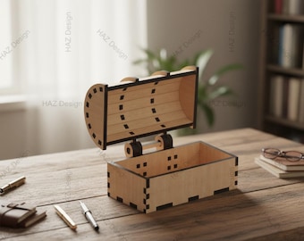 Laser Cut Treasure Chest Template. DIY Wooden Pirate Box Plan for Laser Cutting,Perfect DIY Money Box or Jewelry Storage Design 182