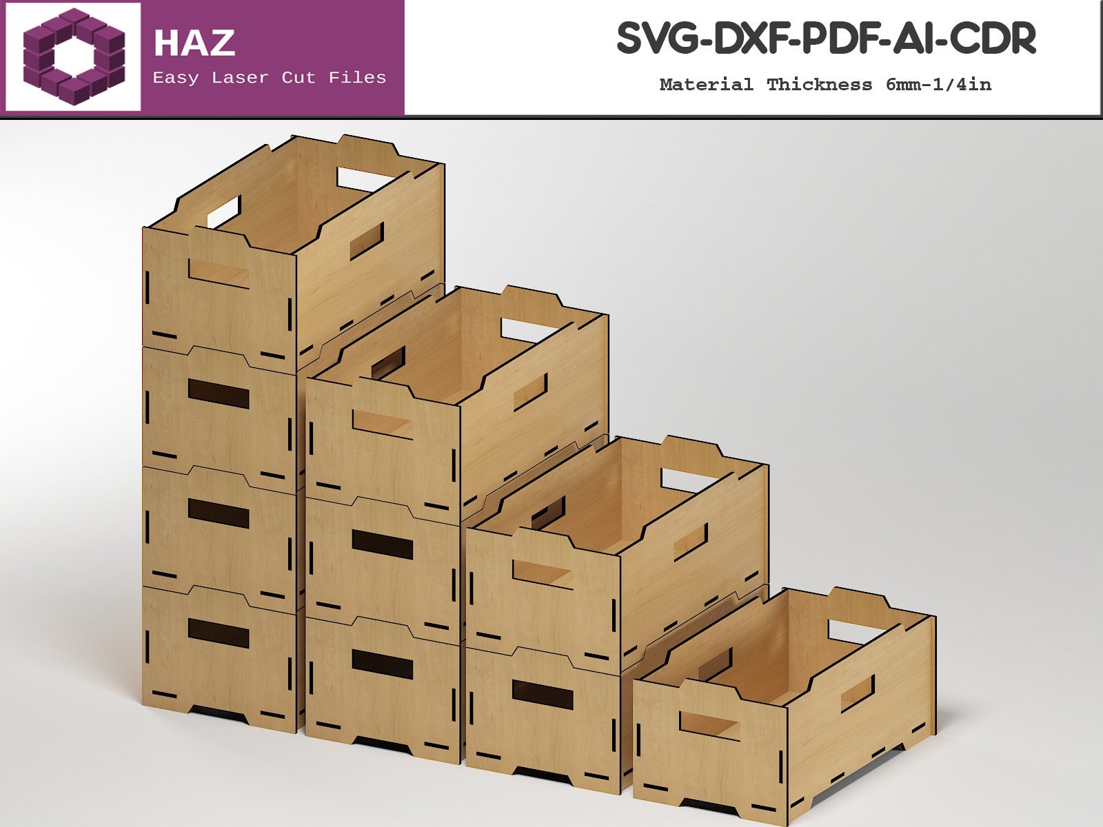 Stacking Box Set / Laser Cut Storage Boxes / SVG DXF CDR Ai Etsy