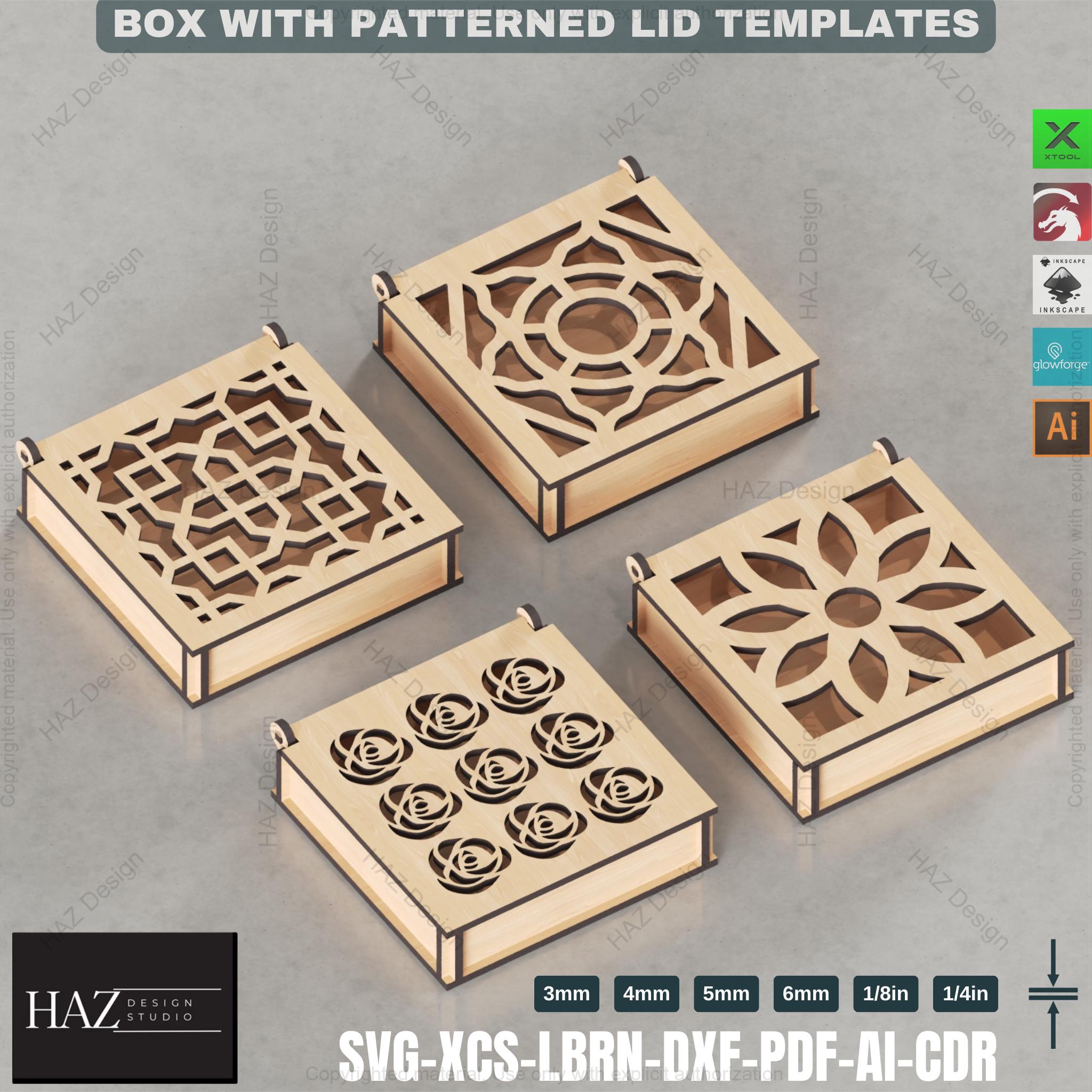 Laser Cut Box 20 Patterned Lids, Gift Box Templates,decorative Storage ...