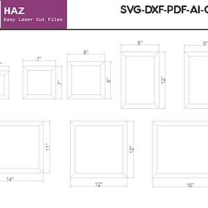 45 graden hoek gesneden houten frames / verschillende maten fotolijst SVG DXF CDR Ai-bestanden 028 afbeelding 3