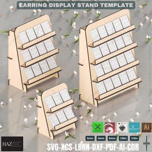 3 Different sizes Laser Cut Earring Stand - 3-Tier Display for,Jewelry Display  Card Holder, Laser Cut Retail Stand Jewelry Organizer 424