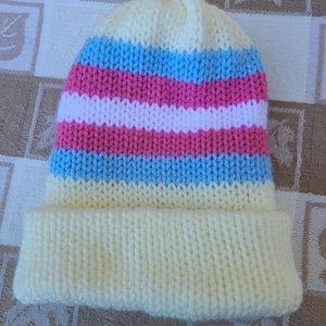 Home made Transgender Pride Reversible Beanie