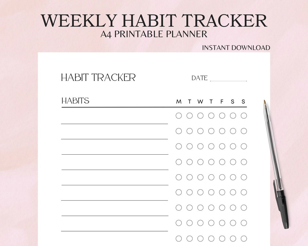 Weekly Habit Tracker, Printable Planner, Daily Habit Tracking, Week ...