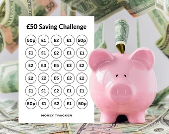 Geldbesparingsuitdaging, 50 besparingsuitdaging, afdrukbare budgettracker, A4-print, geldtracker, directe digitale download