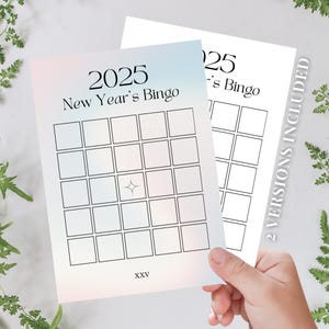 Tarjeta de bingo 2025, tablero de visión de bingo de Año Nuevo, impresión y personalización, desafío de resolución de Año Nuevo, impresión A4, descarga digital instantánea
