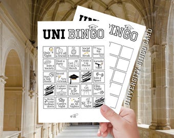 Uni Bingo Card, University Bingo, College Bucket List, University Freshers Challenge, Uni Student Game, A4 Print, Instant Digital Download