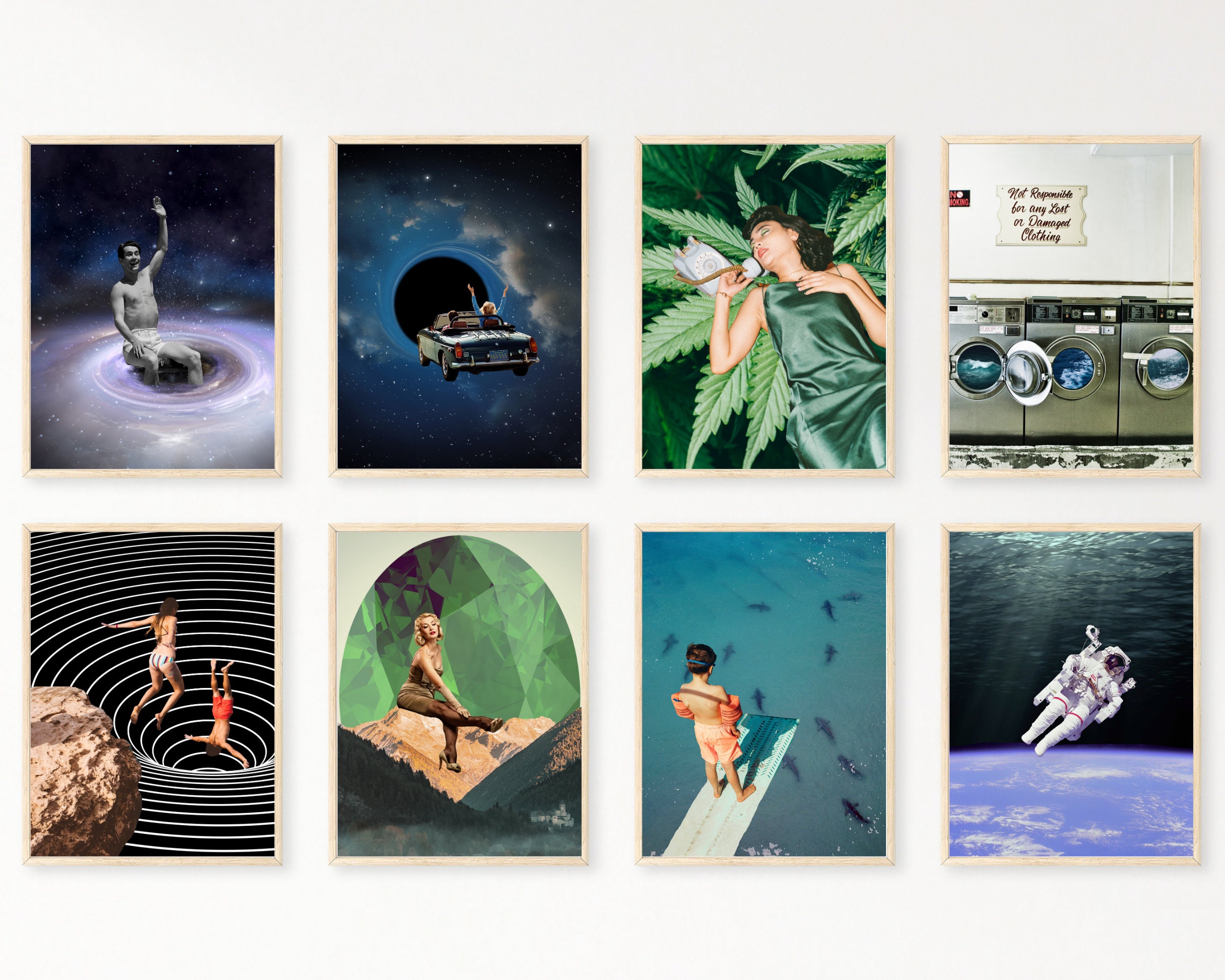 Surreal Collage Art Poster Prints, Set of 8 Wall Art Prints, Weird Home ...