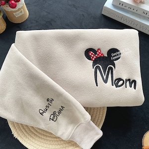 Custom Embroidered Mom and Dad Crewneck Sweatshirt, Family Matching Shirt, Micky Dad Crew, Custom Mom Crew, Mother's Day Embroidered