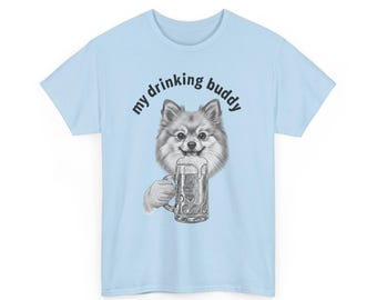 Pomeranian Drinking a Beer