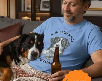 Anpassad Berner Sennenhund som dricker öl