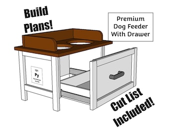 Holzbearbeitungspläne für Hundefutterhaus aus Hartholz mit Schublade - DIY Hundefutterhaus Pläne, detaillierte Anleitung, Schnittliste & Diagramme