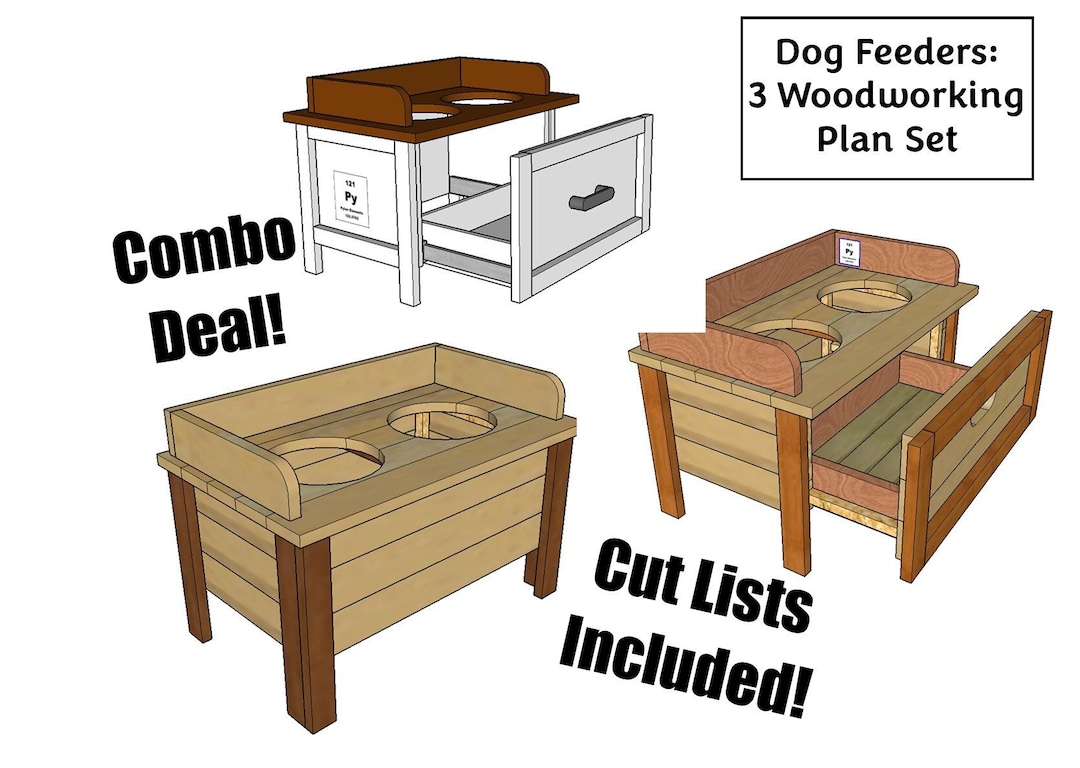 Woodworking Plans Set of Three Dog Feeder Plans Fence Picket Builds