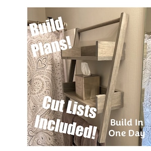 Woodworking Plans - Ladder Shelf, Decorative Plans, DIY Shelf, One Day Build Plans, Beginner Build Plans, Full Color Plans, Cut List