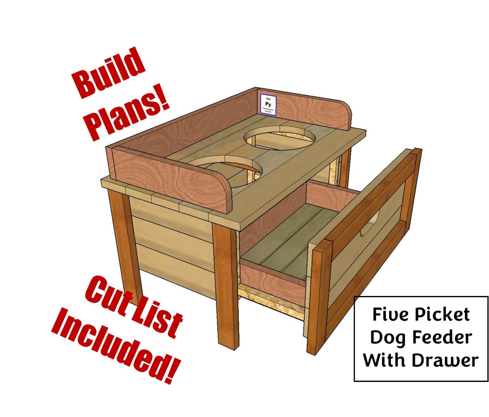 Woodworking Plans Value Dog Feeder With Drawer Fence Picket Build, DIY