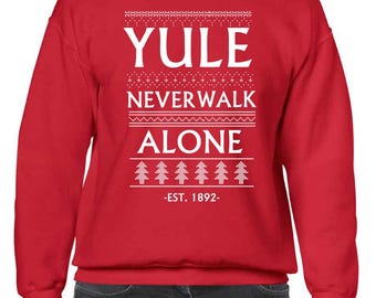 Yule Never Walk Alone Football Inspire Adult Christmas Jumper