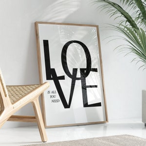 Chic Monochrome Love Wall Art, Retro Quotes, Black and White, Modern Poster, Wall Art, Vintage Prints, Typography Poster, Digital Download