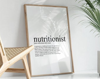 Nutritionist Definition Print, Nutritionist Minimalist Print, Dietitian Modern Wall Art Decor, Self Love Wall Art, Dietitian Digital Print
