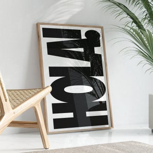 Chic Monochrome 'Hola' Wall Art, Retro Spanish Art, Black White, Modern Poster Wall Art, Vintage Prints, Typography Poster, Digital Download