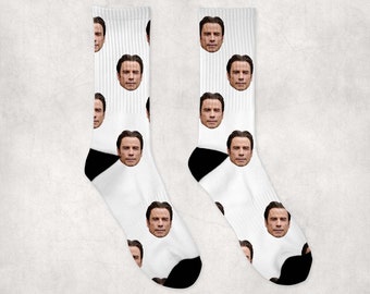 John Travolta Socken | Promi Socken Geschenk Idee | Socken für Pulp Fiction Film Fans | Lustige Socken Geschenk Idee | Benutzerdefinierte Socken Geschenkidee