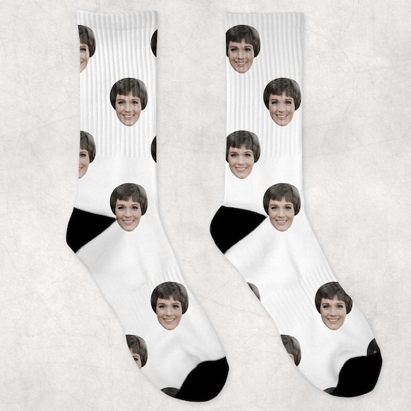 Julie Andrews Socks | Celebrity Socks Gift Idea | Socks for Mary Poppins Movie Fans | Funny Socks Gift Idea | Custom Socks Gift Idea