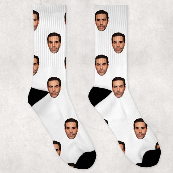 Sacha Baron Cohen Socks | Celebrity Socks Gift Idea | Socks for Hugo Movie Fans | Funny Socks Gift Idea | Custom Socks Gift Idea