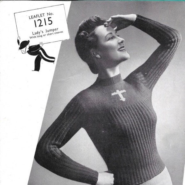 1940s Airplane Jumper Knitting Pattern Copley's 34-inch bust