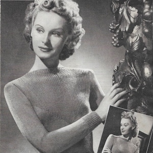Two Simple Jumpers 1940s Knitting Pattern Bestway 413 33-36 inch bust