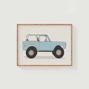 Bronco Wall Art | Children&#39;s Bedroom Print | Boys Room Art | Nursery Decor | Car Print | Vehicle Poster | Digital Download