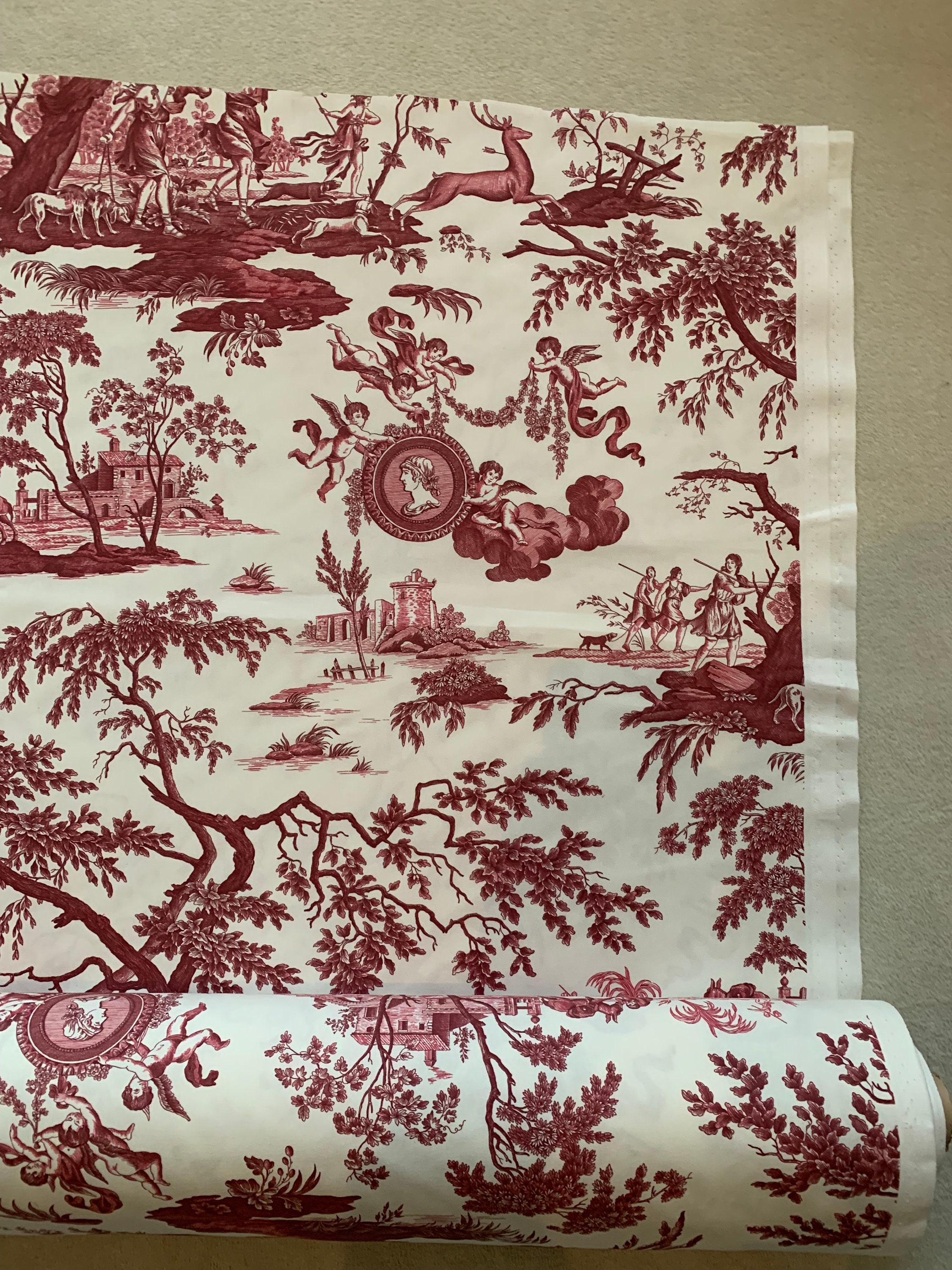Toile De Jouy Printed Fabric - Etsy