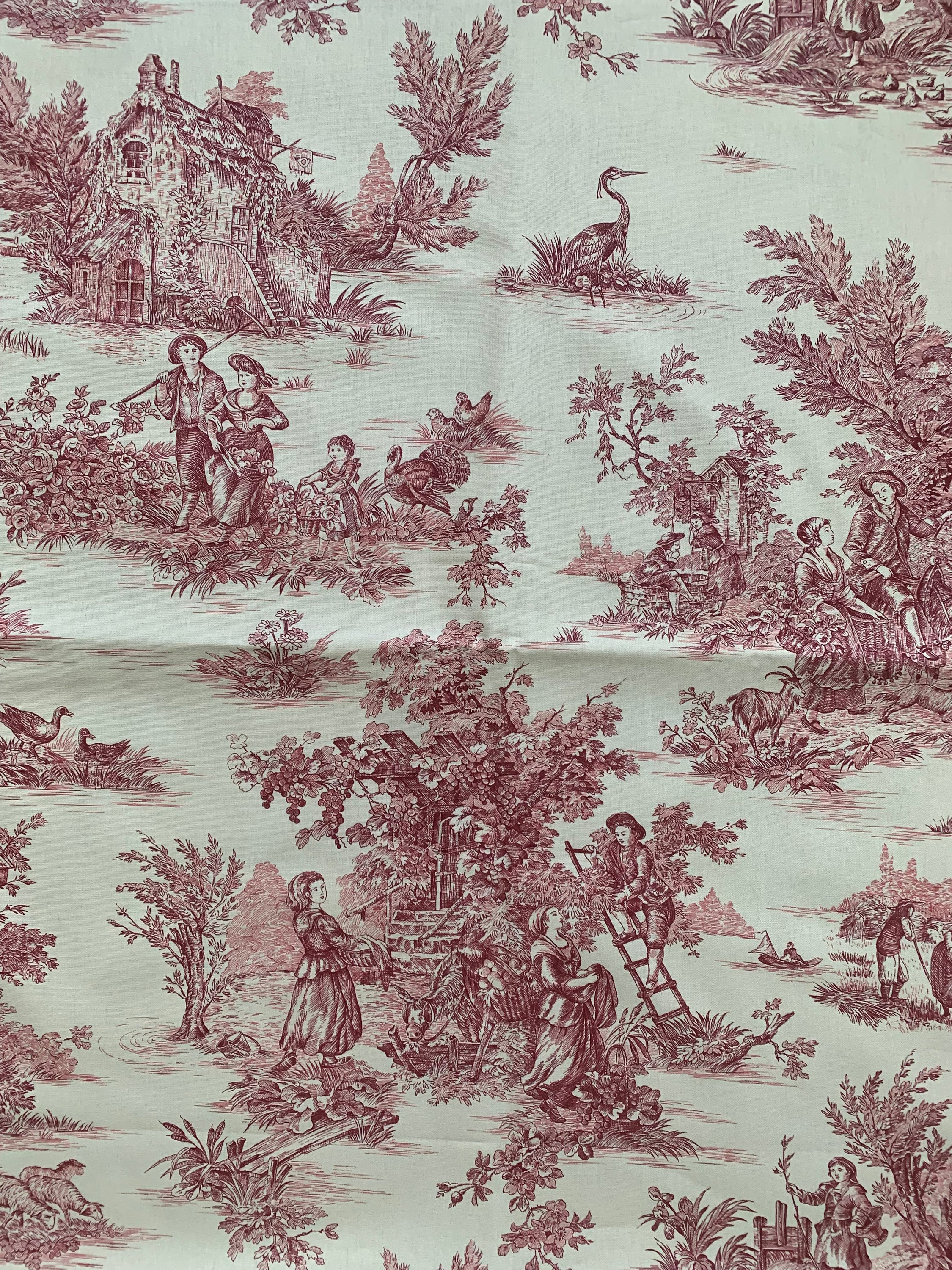 Tissu Toile De Jouy Français Imprimé Coton - Largeur 280 Cm, Vendu Au Mètre