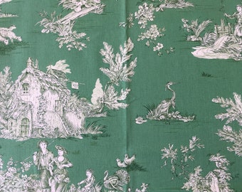 Toile De Jouy Diane Bleu - Percale De Coton, Vente Au Demi-mètre (largeur 280cm)
