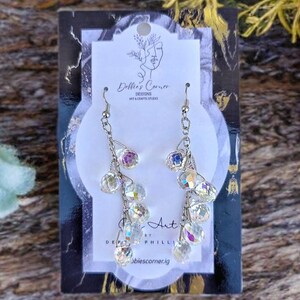 Crystal Cascade Drop Earrings| Elegant| Stylish glass beads on Silver Stainless Steel Hook Style| 3 inches drop