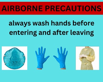 Airborne Precaution Sign/Hospital signs/Infection Prevention/Infection Control/Isolation signs/Isolation signage/Measles sign/TB sign/SARS