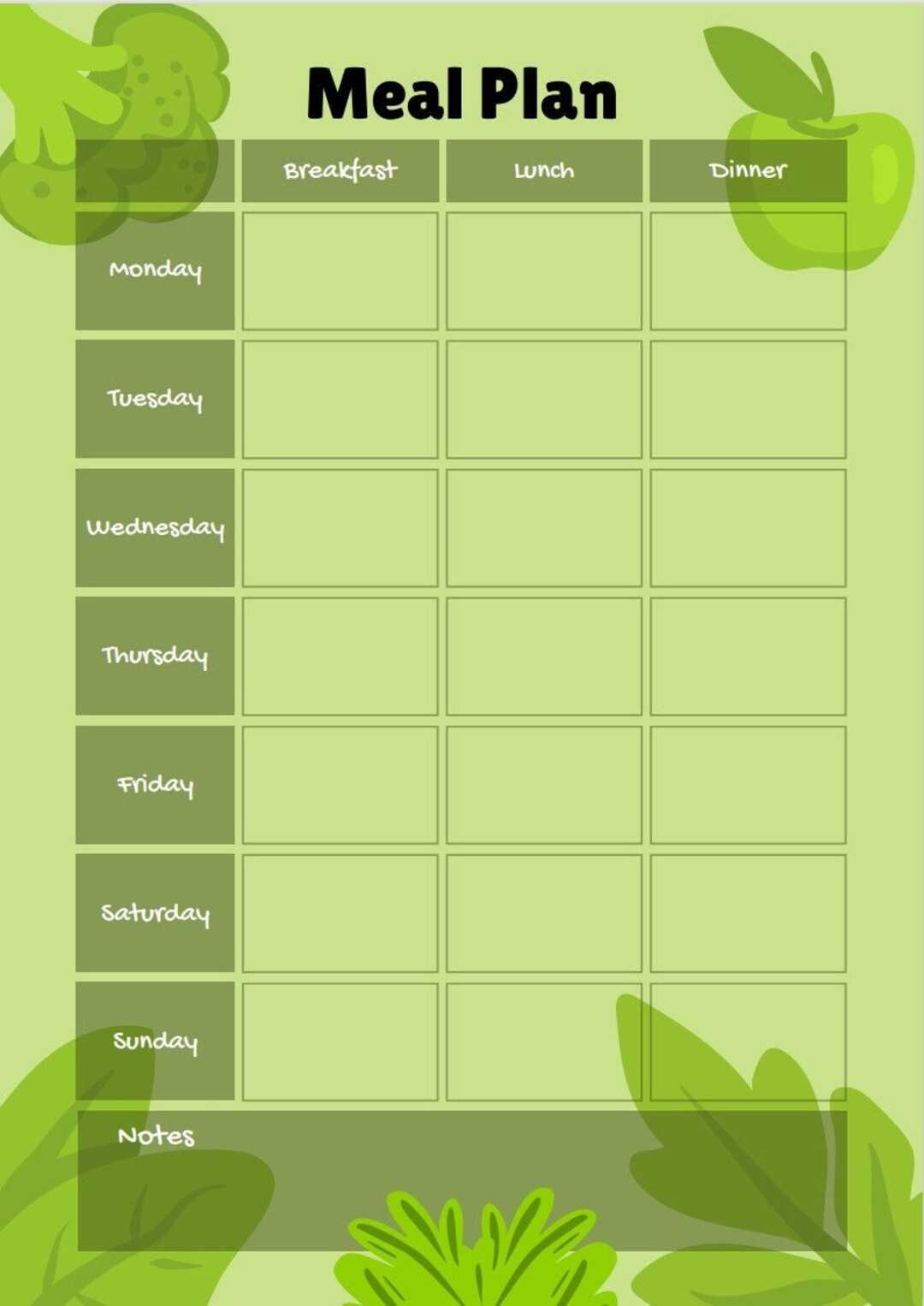 Weekly Meal Planner - Etsy