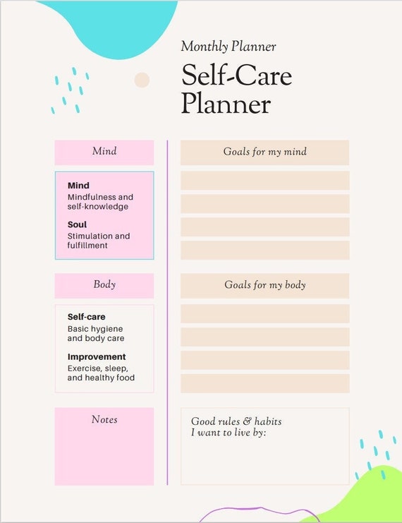 Self Care Checklist Bundle Printable,daily ,editable Self