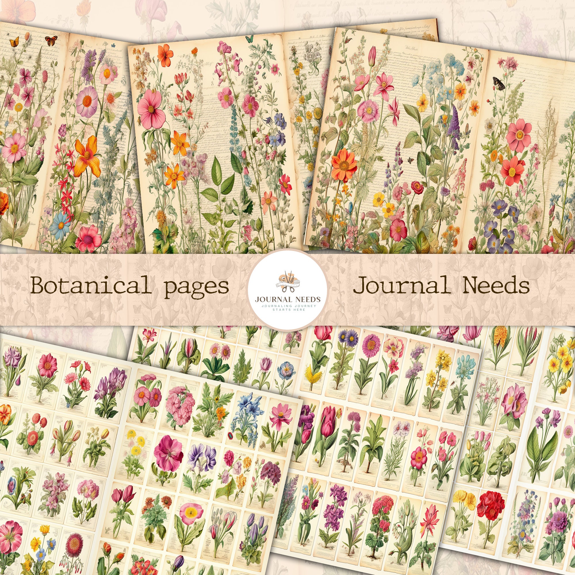 Junk Journal Stickers, Vintage Floral Die Cuts, Botanical Pl - Inspire  Uplift