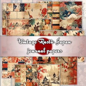 Vintage Rustic Japan Journal Pages , Digital Papers, japanese Background , Scrapbooking Junk Journaling , rustic journal , printable . kits