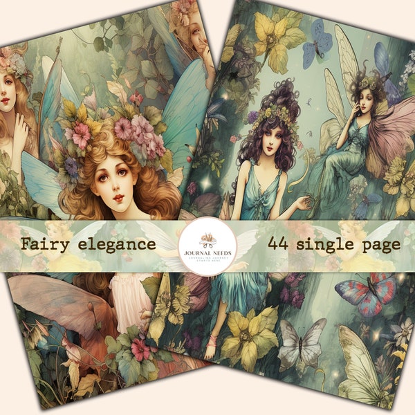 Enchanted Vintage Fairy Journaling and Scrapbooking Pages: Ornate Elegance with Floral Whimsy, ephemera , fairy tags , friaries . scrapbook