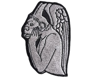 Medieval Creature Embroidered Patch, Medieval Patch, Medieval Gargoyle, Suffering Middle Ages Patch, Middle Age Patch, Medieval Art Patch
