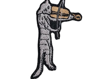 Medieval Creature Embroidered Patch, Rebec Cat or Dog
